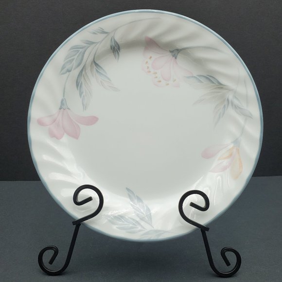 Corelle Pink Trio Salad Dessert Bread Plates White Swirl Plates Pastel Flowers - Picture 2 of 6